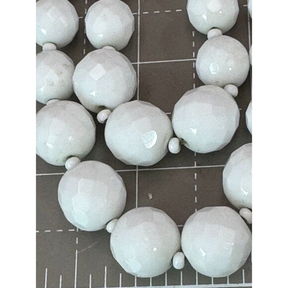 Vintage Hobe Faceted Graduated White Glass Double-Strand Beaded Necklace - Picture 3 of 6